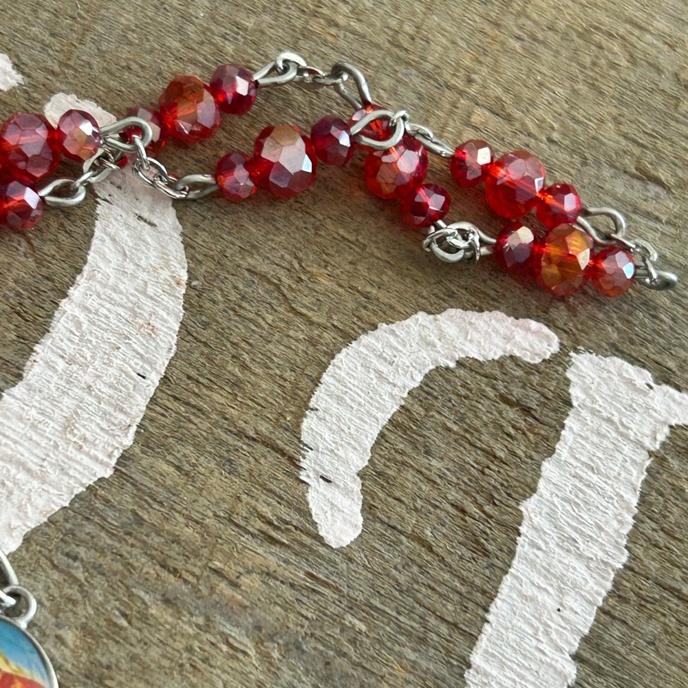 4/$100 ROSARY Red Beaded Religious bracelet - Picture 2 of 5